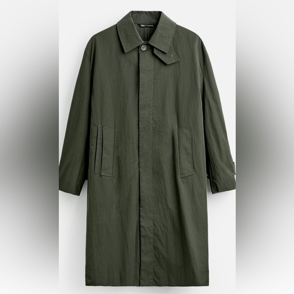 Zara men relaxed fit technical trench coat Khaki NWT - Picture 4 of 7